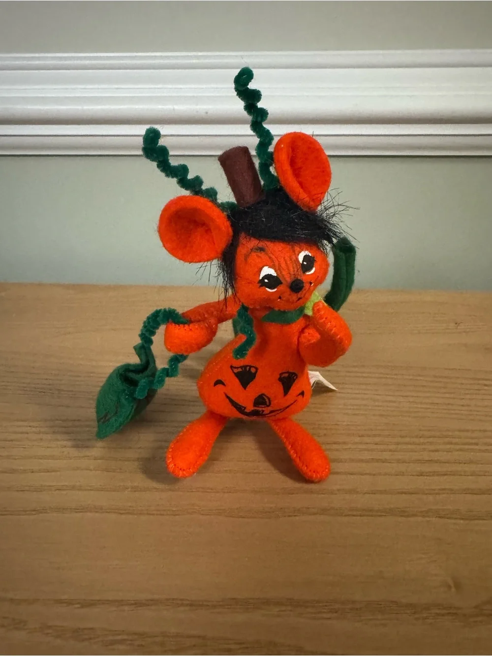 Vintage Annalee 2003 Halloween Pumpkin Jack-O-Lantern Mouse Felt Doll 4